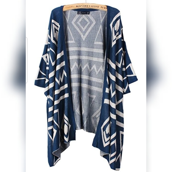 Sweaters - Geometric Aztec Kimono Cardigan Sweater PLUS size